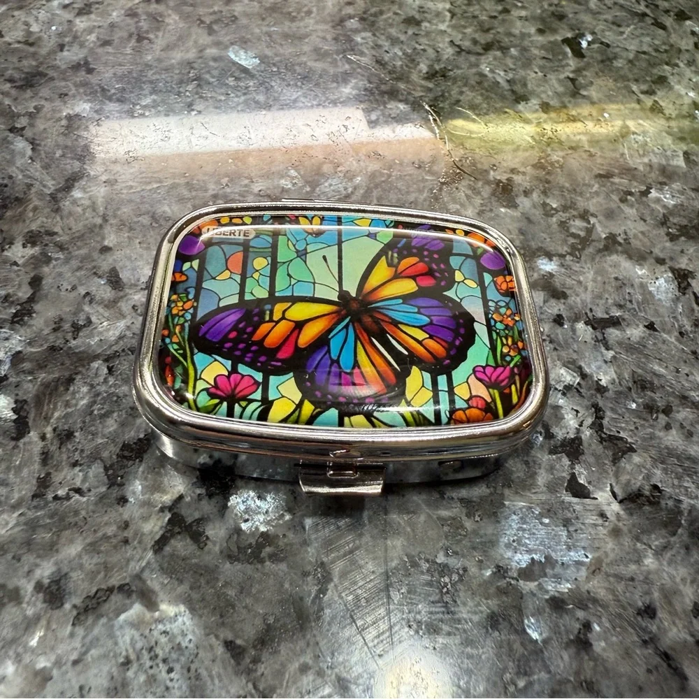 NWOT Colorful Butterfly Pill Case #4 - Picture 4 of 7